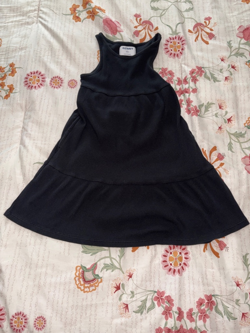 Old Navy Black Ribbed Flared Tank Dress